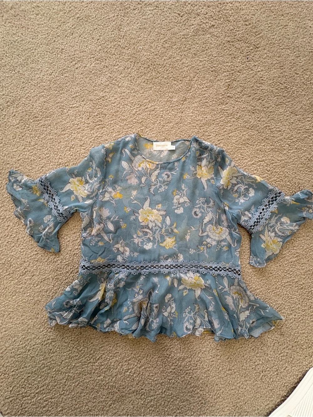 Zimmermann 100% Silk Floral Peplum Blouse - Size 1